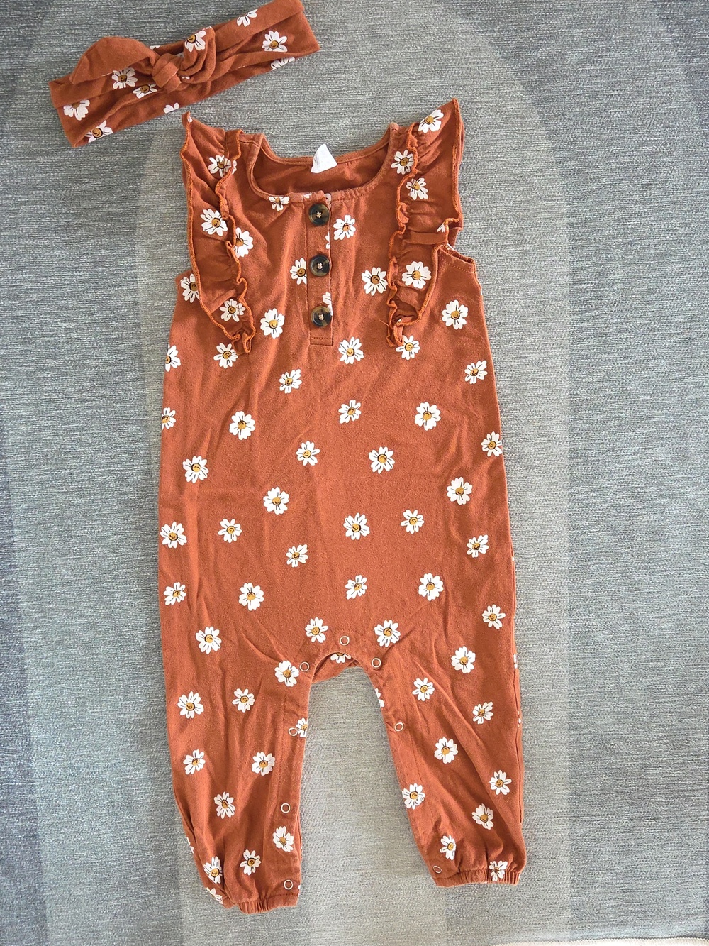 PL:Baby Flower Romper Sleeveless Rust 18m